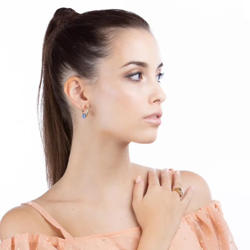 Bulb, arete individual con pepita, de plata 925 y esmalte