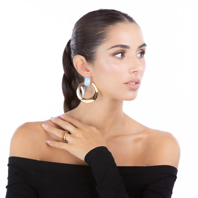 Eternity, par de aretes de plata 925 y esmalte, con poste y cierre de clip