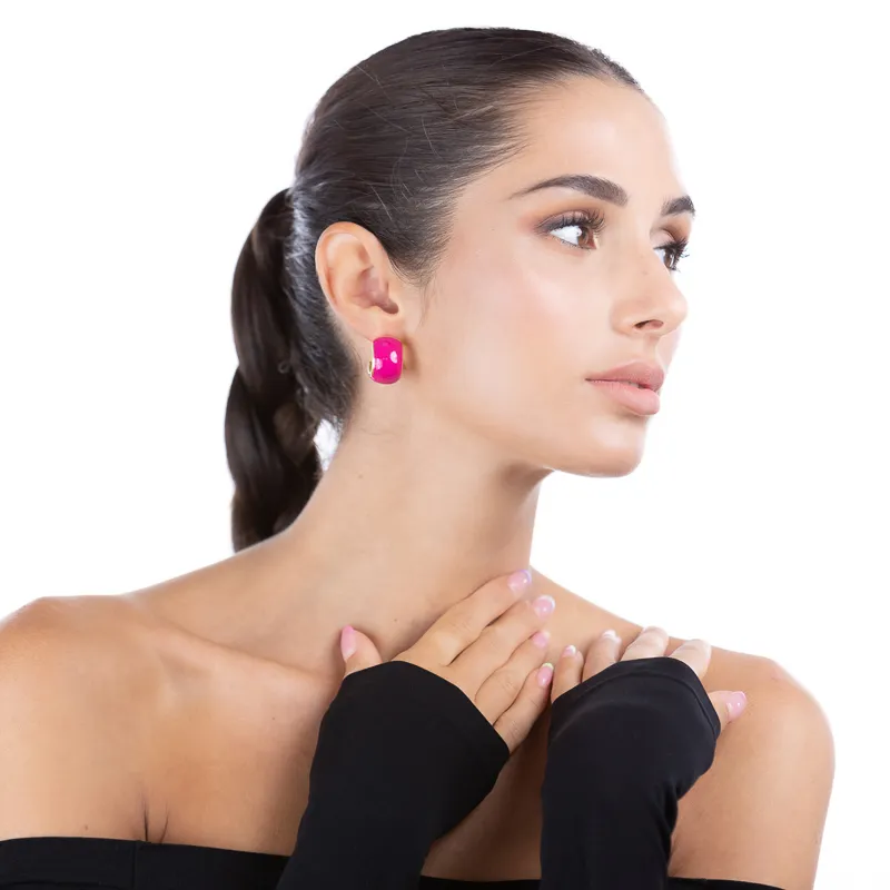 Eternity, par de aretes de plata 925 y esmalte, con poste y cierre de clip