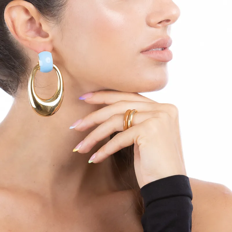 Eternity, par de aretes de plata 925 y esmalte, con poste y cierre de clip