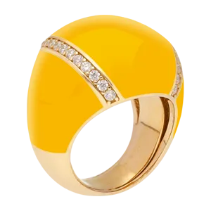Bambù Soft, anillo de plata 925 con zafiros blancos y esmalte